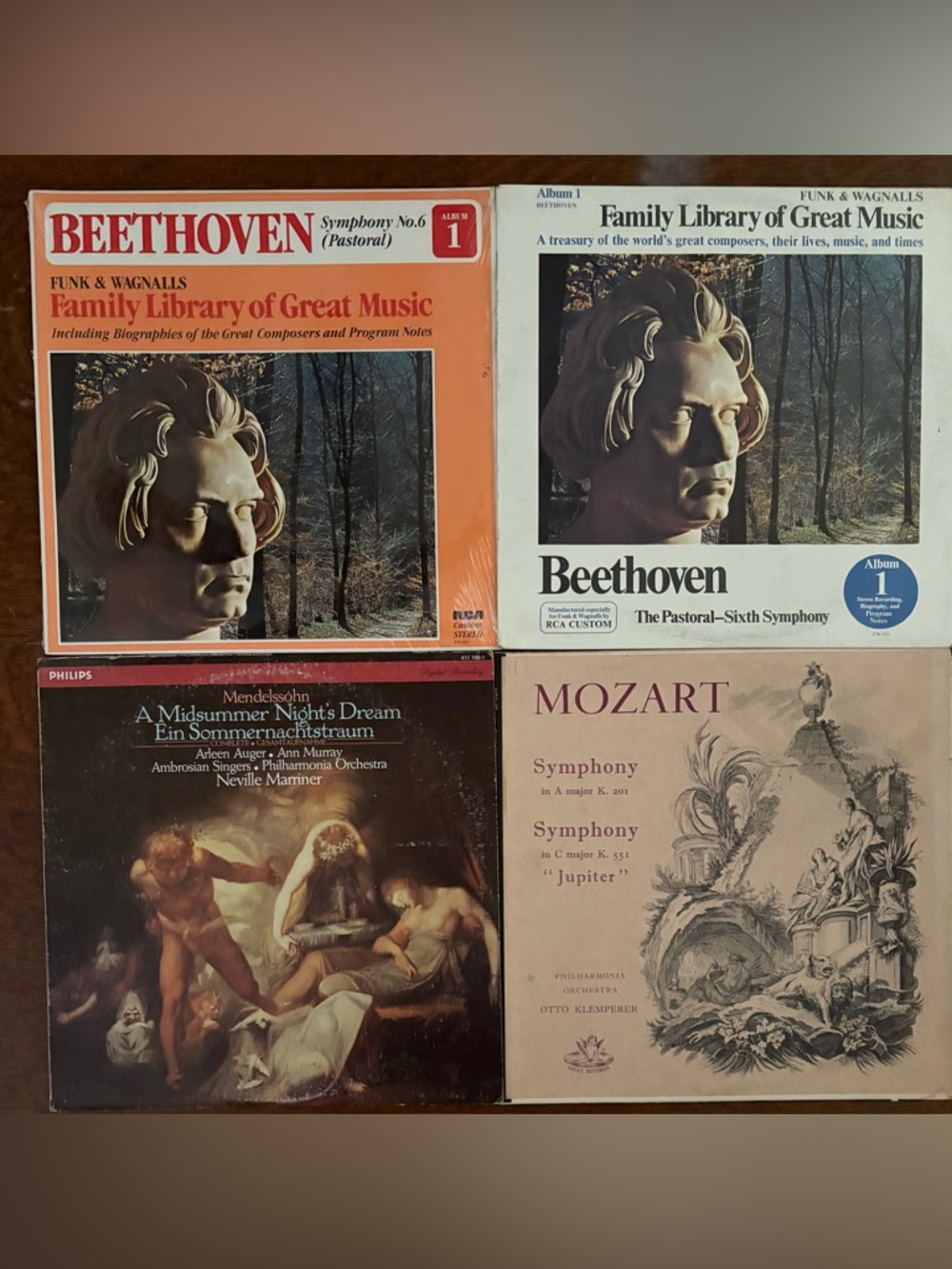 Lot of 4 Vinyl Records Symphony: Mozart, BEETHOVEN, A Midsummer Night’s Dream